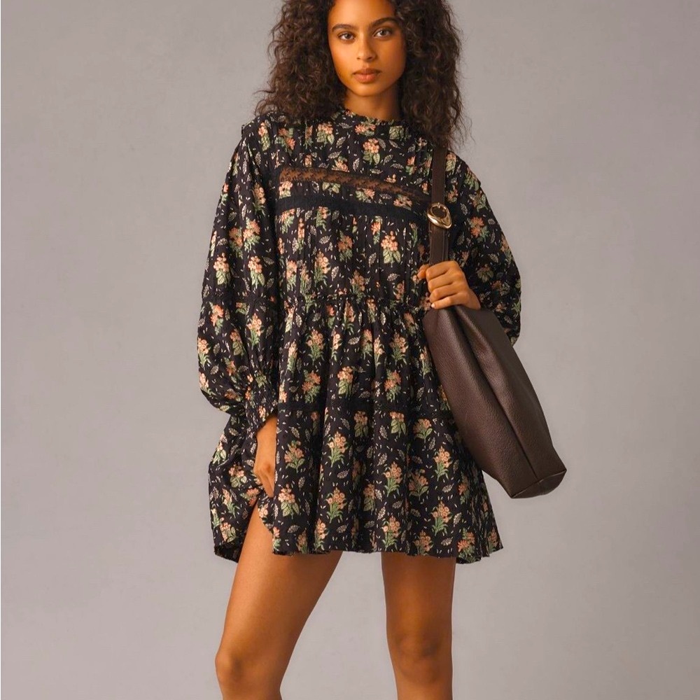 Anthropologie Pilcro Long-Sleeve Mock-Neck Swing Mini Dress, NWT Sz M